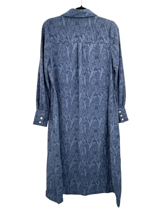 Soft Surroundings Irina Blue Python Snakeskin Shirt Dress Midi Button Front, M - Picture 3 of 14
